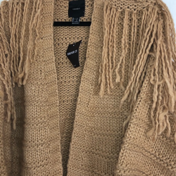 NWT Forever 21 Open Front Fringe Cardigan - Picture 6 of 8